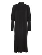 Ellemw Puff Long Dress Knelang Kjole Black My Essential Wardrobe