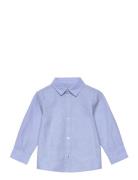 Oxford Cotton Shirt Tops Shirts Long-sleeved Shirts Blue Mango