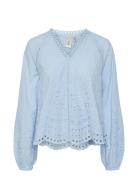 Yasluma Ls V-Neck Top S. Noos Tops Blouses Long-sleeved Blue YAS