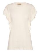 Mmchio Flounce Tee Tops T-shirts & Tops Short-sleeved White MOS MOSH