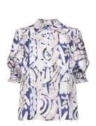 Japturi Tops Blouses Short-sleeved Blue Munthe