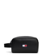 Tjm Archive Leather Washbag Toalettveske Black Tommy Hilfiger