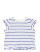 Ruffled Striped T-Shirt Tops T-shirts Short-sleeved Blue Mango