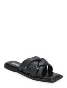 Bialillie Padded Cross Slide Smooth Leather Flate Sandaler Black Bianc...