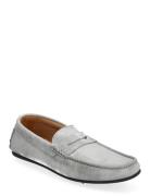 Slhsergio Suede Penny Driving Shoe Mokasiner Lave Sko Grey Selected Ho...