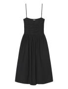 Silkey Smock Dress Knelang Kjole Black Once Untold