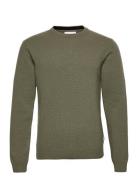 Cfkarl Lambswool Crew Neck Kni Tops Knitwear Round Necks Khaki Green C...