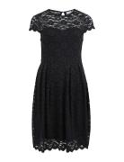 Vikalila Capsleeve Lace Dress - Noos Knelang Kjole Black Vila