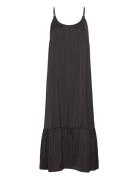 Recycle Polyester Strap Dress Knelang Kjole Black Rosemunde