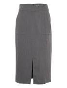 Sibylle Skirt Knelangt Skjørt Grey A-View