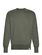 Woven Tab Crew Neck Tops Sweat-shirts & Hoodies Sweat-shirts Green Cal...