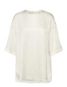 Anya Tops Blouses Short-sleeved Cream Reiss