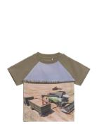 T-Shirt Ss Tops T-shirts Short-sleeved Khaki Green Minymo