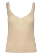 Lurex Knitted Top Tops T-shirts & Tops Sleeveless Beige Mango