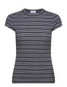 Striped Fine Rib Tee Tops T-shirts & Tops Short-sleeved Black Filippa ...