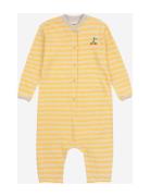 Baby Stripes Terry Overall Langermet Bodysuit Yellow Bobo Choses