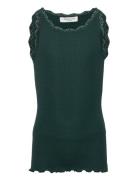 Beatha Silk Top W/ Lace Tops T-shirts Sleeveless Green Rosemunde Kids