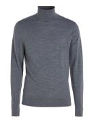 Merino Rws Turtle Neck Tops Knitwear Turtlenecks Grey Calvin Klein