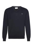 Classic Cotton V-Neck Tops Knitwear V-necks Black GANT