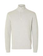 Slhdane Ls Knit Structure Half Zip Noos Tops Knitwear Half Zip Jumpers...