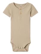 Nbmkab Ss Body Noos Bodies Short-sleeved Beige Name It