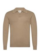 Cotton Linen Open Polo Tops Knitwear Long Sleeve Knitted Polos Khaki G...