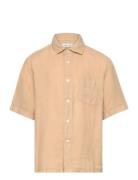 Relaxed Linen Ss Shirt Tops Shirts Short-sleeved Shirts Beige GANT