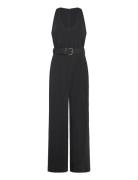 Belt Long Jumpsuit Bottoms Jumpsuits Black Mango