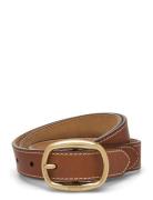 Oval-Buckle Leather Belt Belte Brown Polo Ralph Lauren