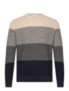 Structure Mix Crewneck Knit Tops Knitwear Round Necks Multi/patterned ...