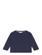 Long Sleeve Cotton T-Shirt Tops T-shirts Long-sleeved T-shirts Navy Ma...