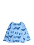 Bow Aop Ls Tee Tops T-shirts Long-sleeved T-shirts Blue Mini Rodini