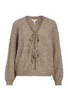 Objflora Re L/S Knit Cardigan Noos Tops Knitwear Cardigans Brown Objec...