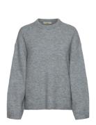 Crew Neck Knitted Sweater Tops Knitwear Jumpers Grey Gina Tricot