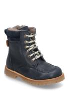 Rub Sole™ Lace Boot Tex Vinterstøvletter Med Snøring Blue Pom Pom