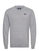 Viktor Cotton V-Neck Tops Knitwear V-necks Grey Sebago