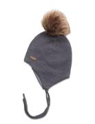 Hat W. Detachable Fake Fur Accessories Headwear Hats Beanie Blue Minym...