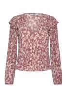 Ruffles Printed Blouse Tops Blouses Long-sleeved Pink Mango