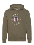 Print Sweat Hoodie Tops Sweat-shirts & Hoodies Hoodies Khaki Green GAN...