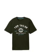 Logo Tee Tops T-shirts Short-sleeved Khaki Green Tom Tailor