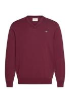 Classic Cotton V-Neck Tops Knitwear V-necks Burgundy GANT