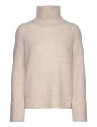 Slfsia Ras Ls Knit High Neck Tops Knitwear Turtleneck Cream Selected F...