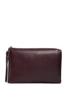 Ck Leather Clutch Bags Clutches Burgundy Calvin Klein