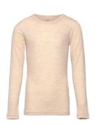 Blouse Ls - Solid Tops T-shirts Long-sleeved T-shirts Beige CeLaVi