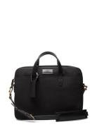 Leather-Trim Canvas Briefcase Dataveske Veske Black Polo Ralph Lauren