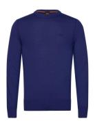 Avac_C Tops Knitwear Round Necks Blue BOSS