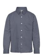 Chest-Pocket Cotton Shirt Tops Shirts Long-sleeved Shirts Blue Mango