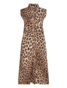 Leopard-Print Shirt Dress Knelang Kjole Brown Mango