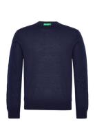 Sweater L/S Tops Knitwear Round Necks Navy United Colors Of Benetton