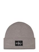 Mono Logo Patch Beanie Warm Accessories Headwear Beanies Grey Calvin K...